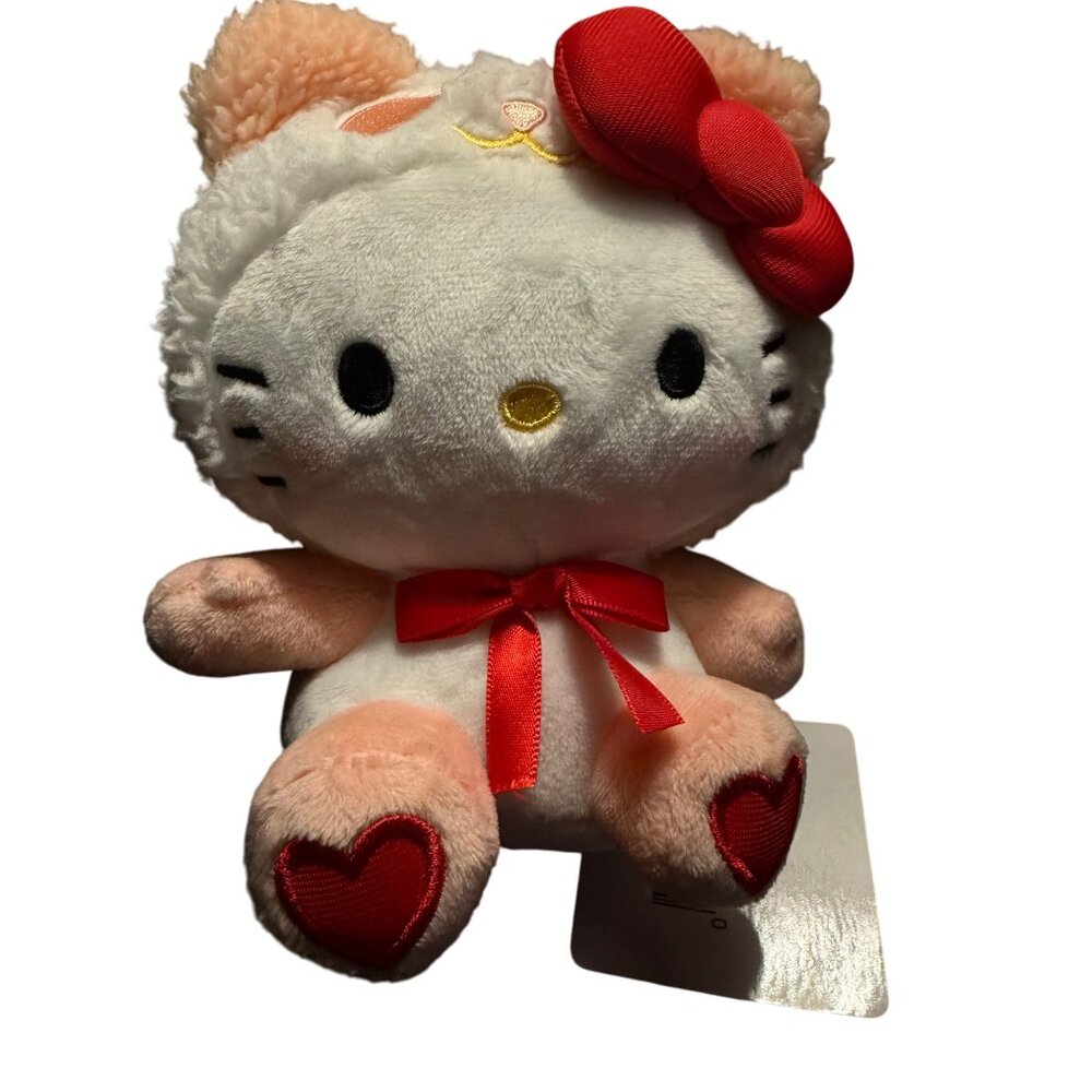 Hello Kitty Plush Cat With Red Bow &‎ Heart Details 6"